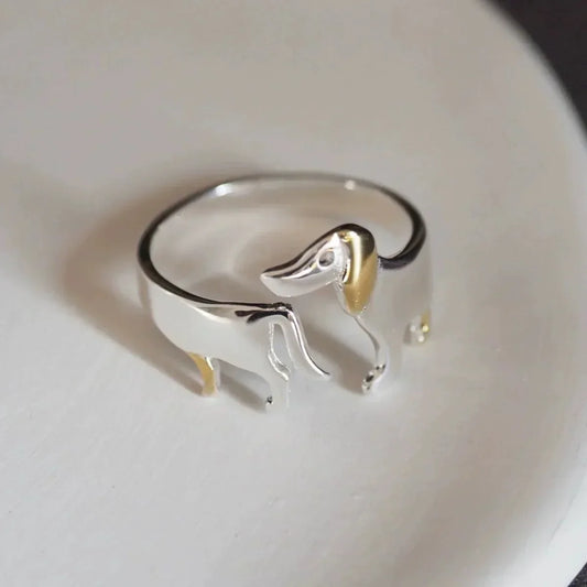 Adjustable Dachshund Ring – Handmade Animal Jewellery Ring for Women