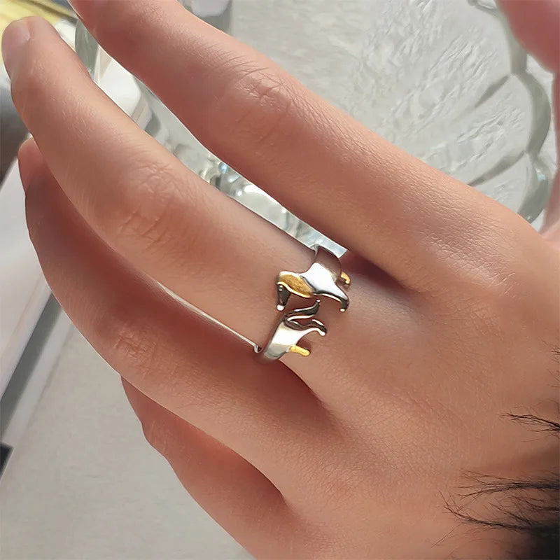 Adjustable Dachshund Ring – Handmade Animal Jewellery Ring for Women
