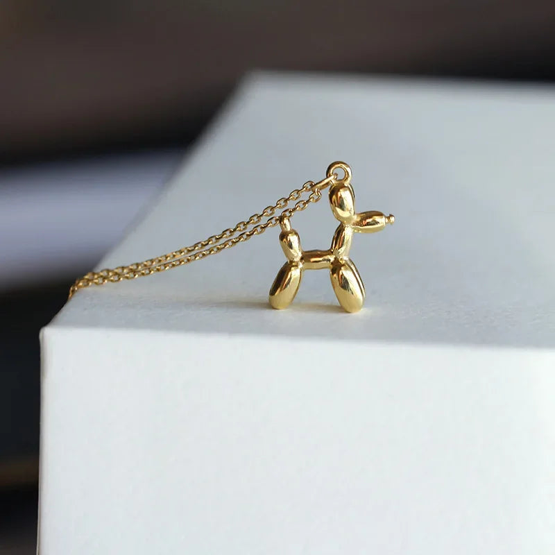 Balloon Dog Necklace – Playful Women’s Necklace with Animal Jewel in Gold Colour