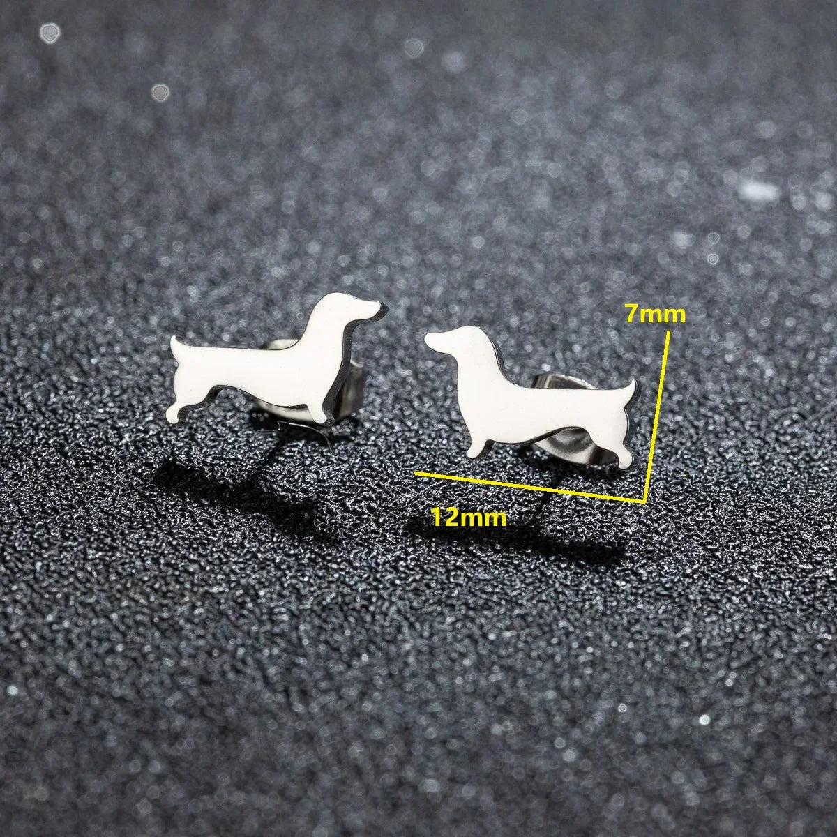 Dachshund Study Earrings – Minimalist Dog Earrings in Metal