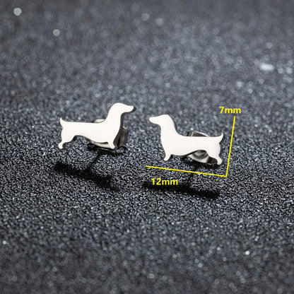 Dachshund Study Earrings – Minimalist Dog Earrings in Metal