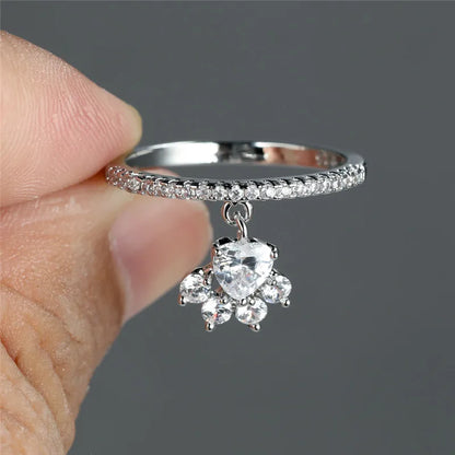 Paw & Heart Ring – Gold and Silver Colour