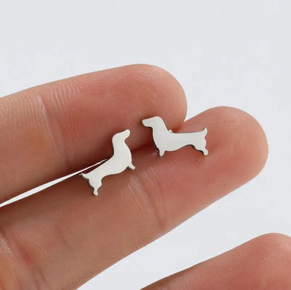 Dachshund Study Earrings – Minimalist Dog Earrings in Metal