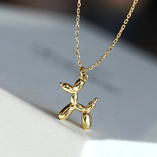 Balloon Dog Necklace – Playful Women’s Necklace with Animal Jewel in Gold Colour