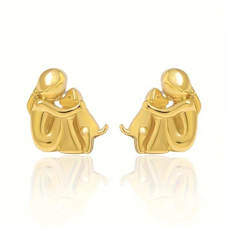 Sweet two-tone hugging earrings in silver and gold