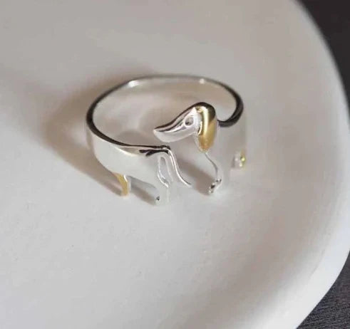 Adjustable Dachshund Ring – Handmade Animal Jewellery Ring for Women