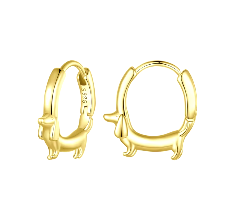 Silver Dachshund Hoop Earrings