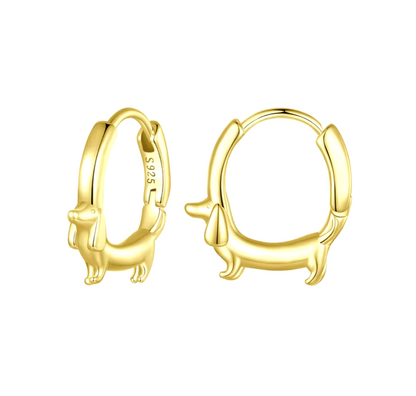 Silver Dachshund Hoop Earrings