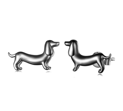 Dachshund Earrings in Silver