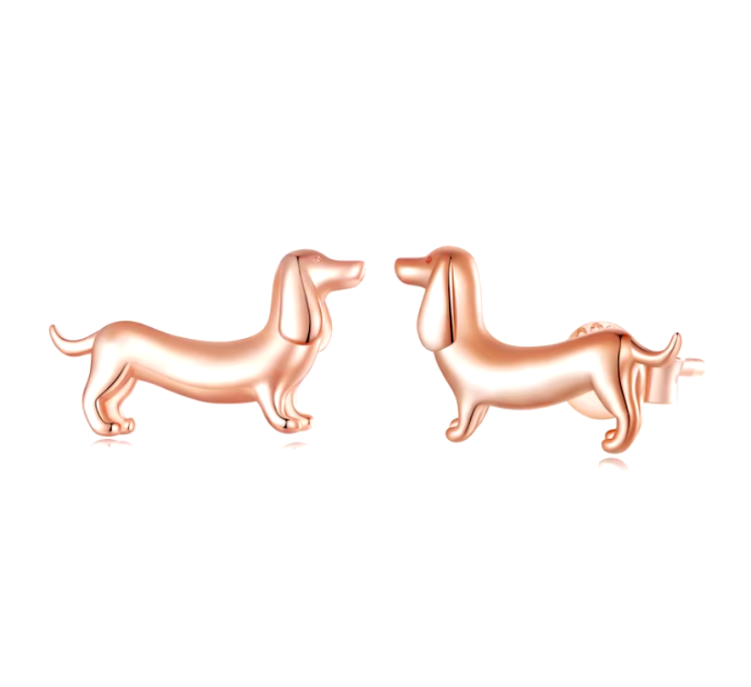 Dachshund Earrings in Silver