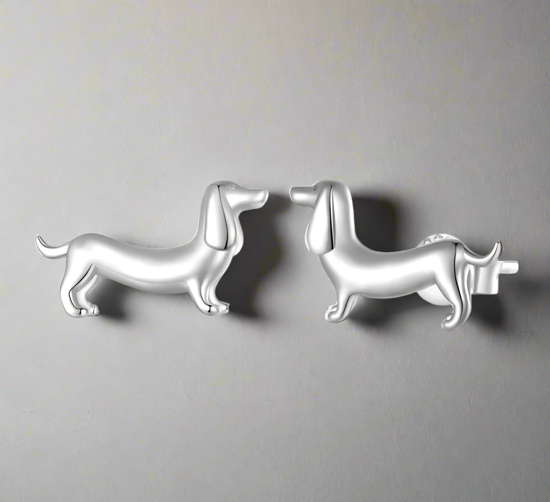 Dachshund Earrings in Silver