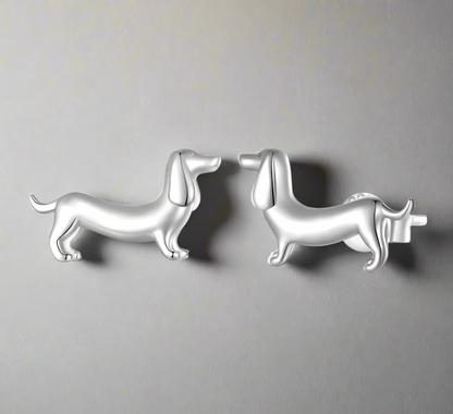 Dachshund Earrings in Silver