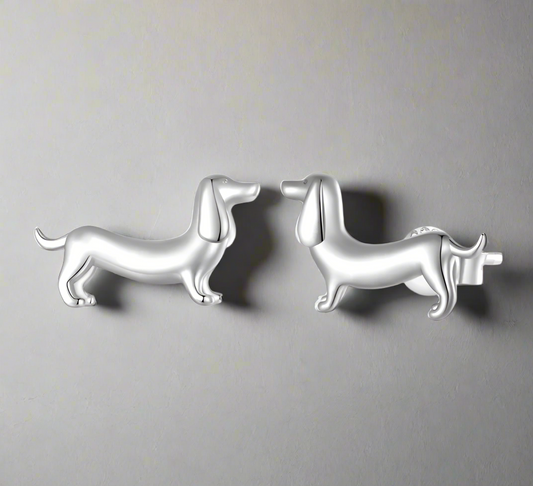 Dachshund Earrings in Silver
