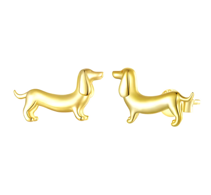Dachshund Earrings in Silver