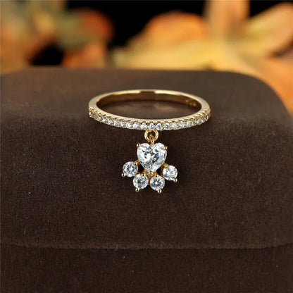 Paw & Heart Ring – Gold and Silver Colour
