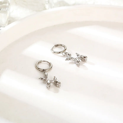 Mini Balloon Dog Earrings – Gold Hoops with Playful Dog Closure