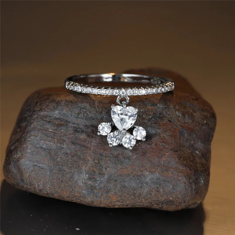 Paw & Heart Ring – Gold and Silver Colour