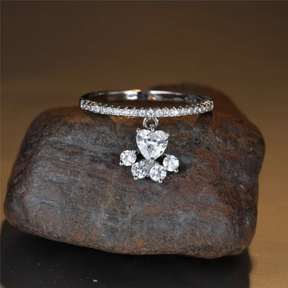 Paw & Heart Ring – Gold and Silver Colour