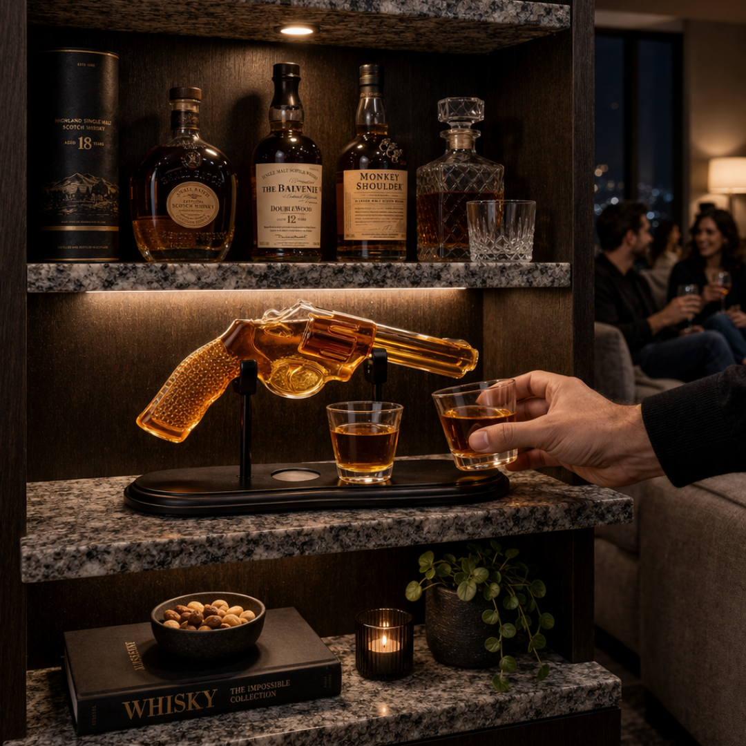 Whiskey Bottle – Revolver Set Edition with Glasses