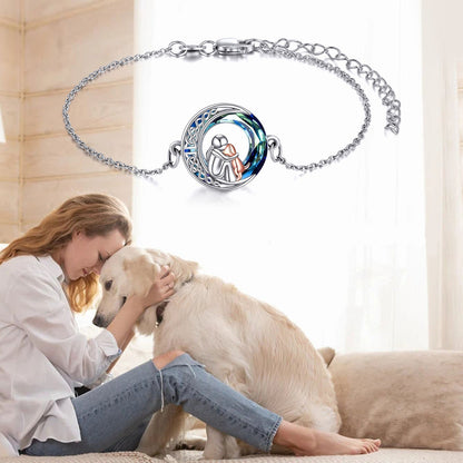 Adjustable Sterling Silver Dog-Themed Lucky Charm Bracelet