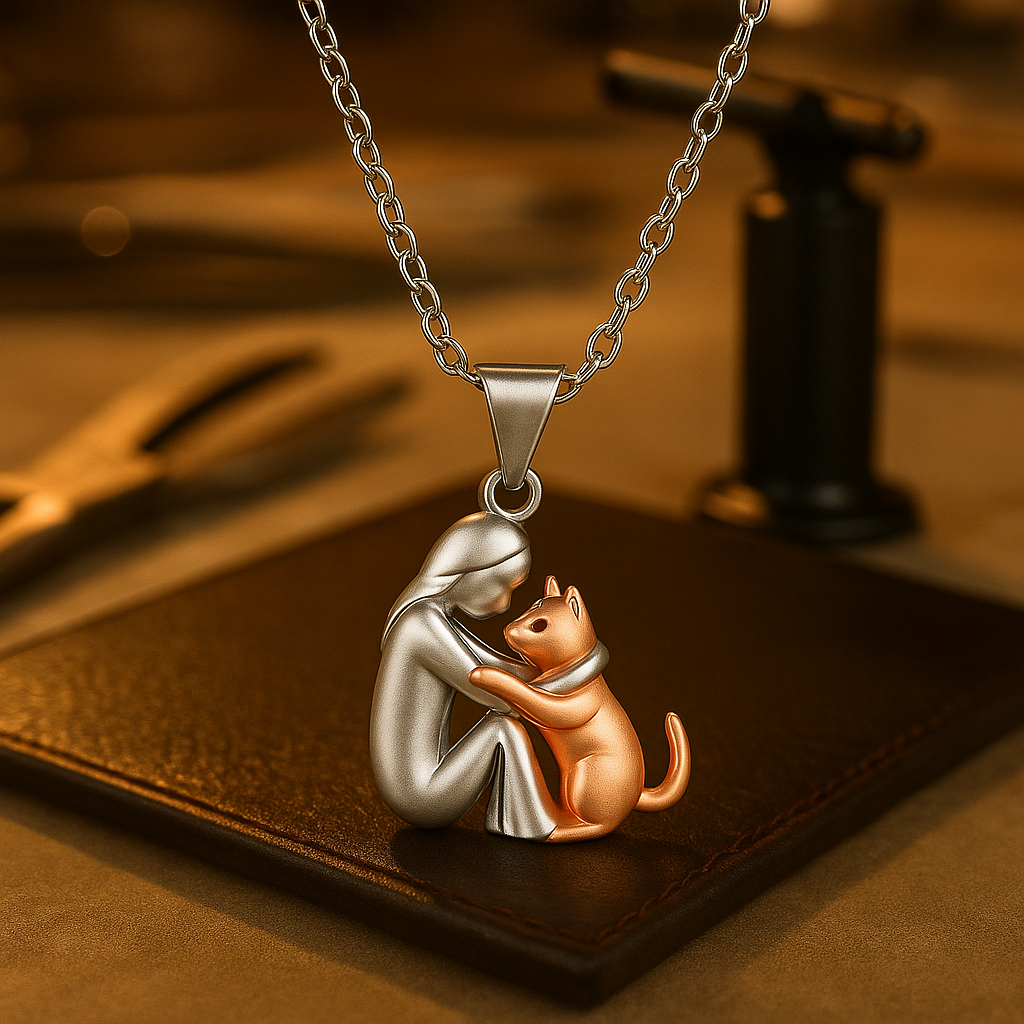 Lucky necklace with cat motif