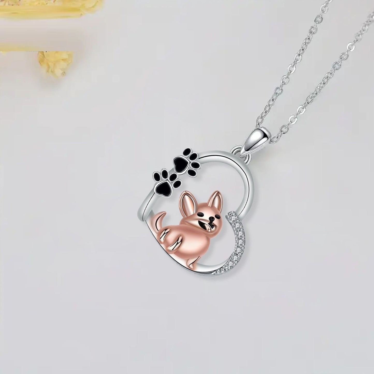 Heartfelt Friend Dog Pendant in Rose Gold