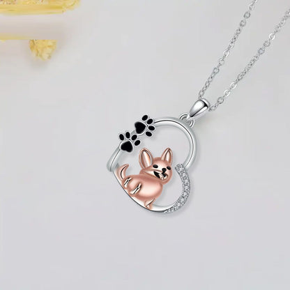 Heartfelt Friend Dog Pendant in Rose Gold