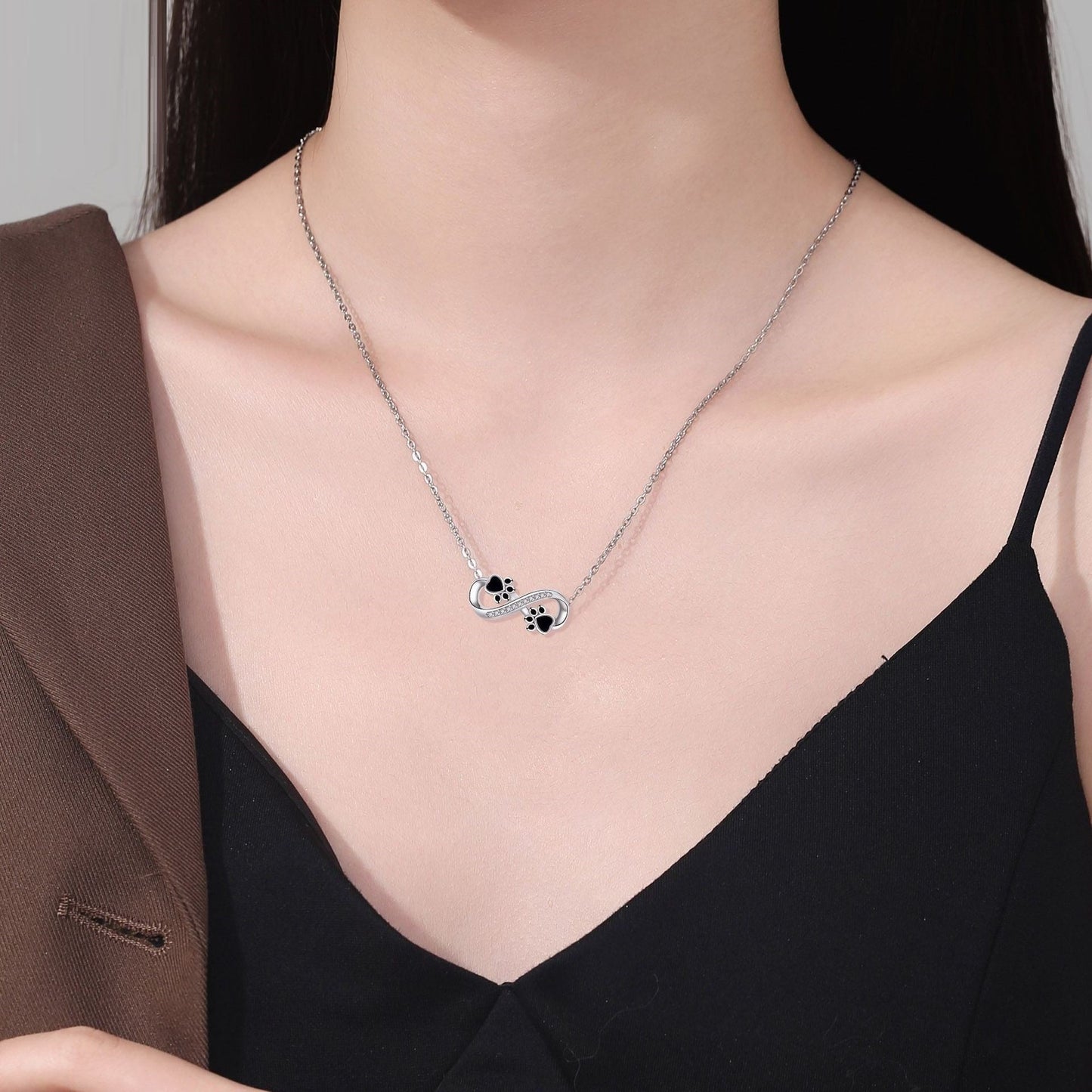 Infinite Love Paw Necklace with Zirconia