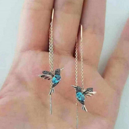 Hummingbird Earrings in Enamel and Zirconia