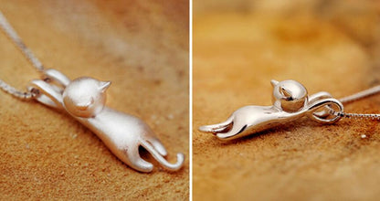 Sterling Silver – Playful Cat Necklace