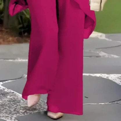 Suit with Draped Palazzo Trousers