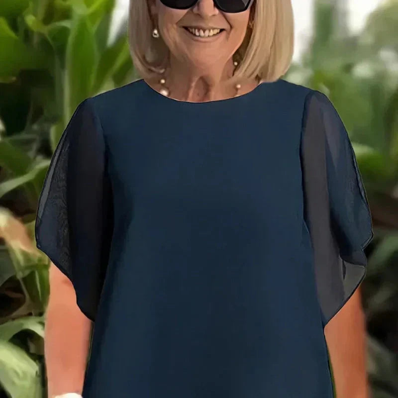 Suit with Draped Palazzo Trousers
